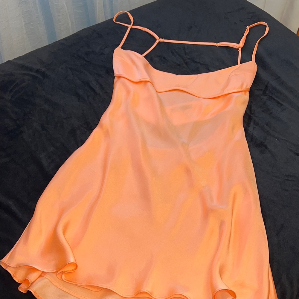 Satin Slip Dress - Orange
